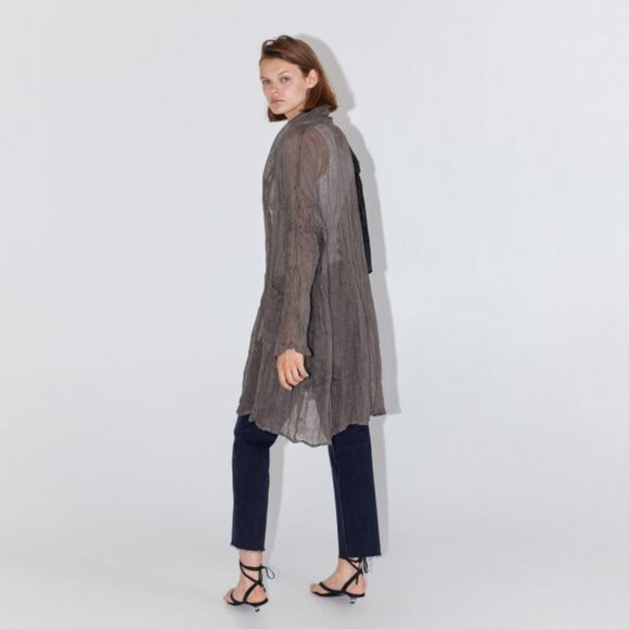 Zara Long 100% Linen Cardigan Open Front - Picture 2 of 8